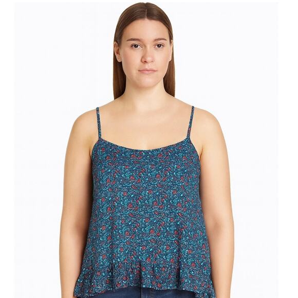I Love H81 Women’s Sleeveless Floral Blouse with Ruffle Hem – Size Large - Picture 1 of 6